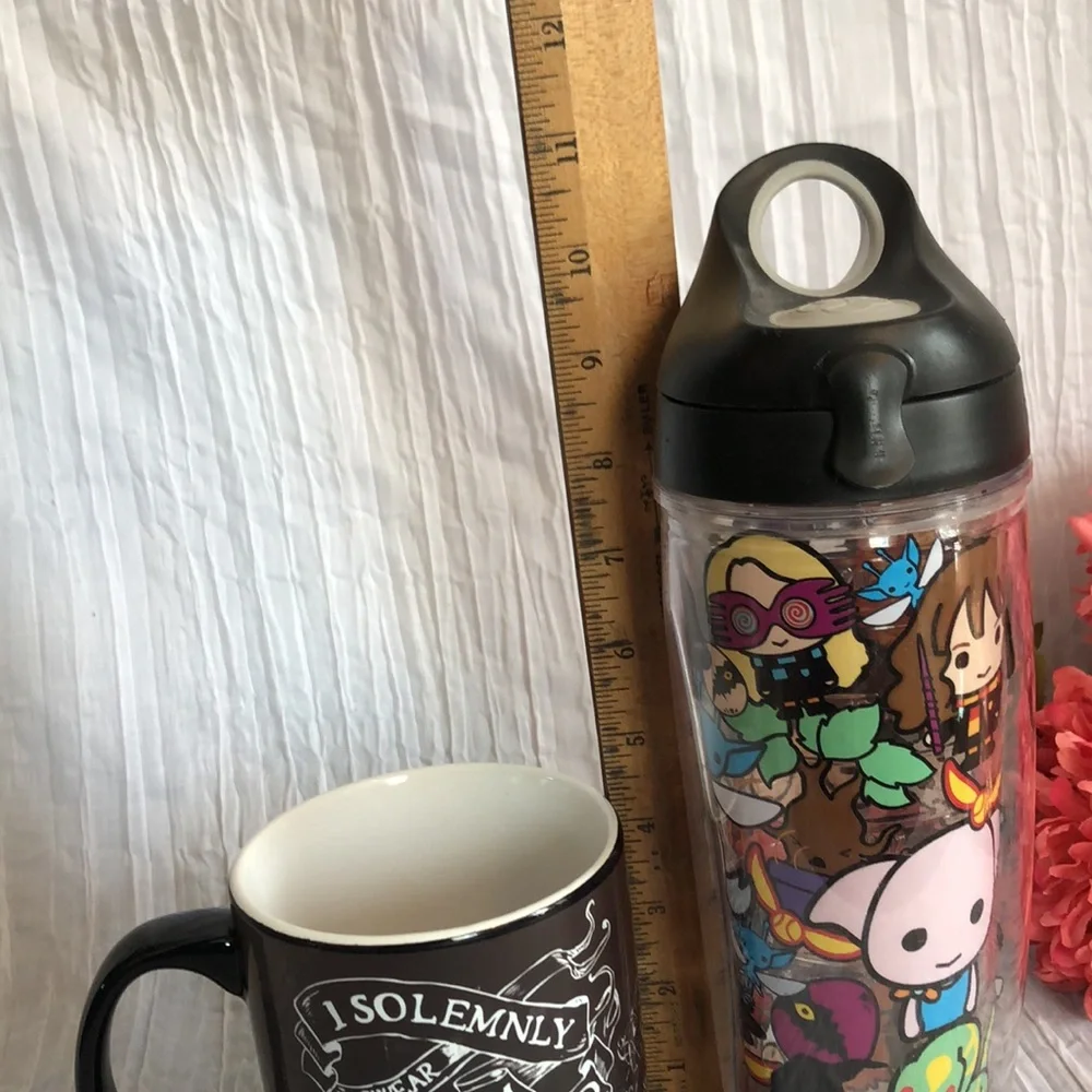 HARRY POTTER lot 2 tall travel water drink bottle & XL soup coffee ceramic mug
